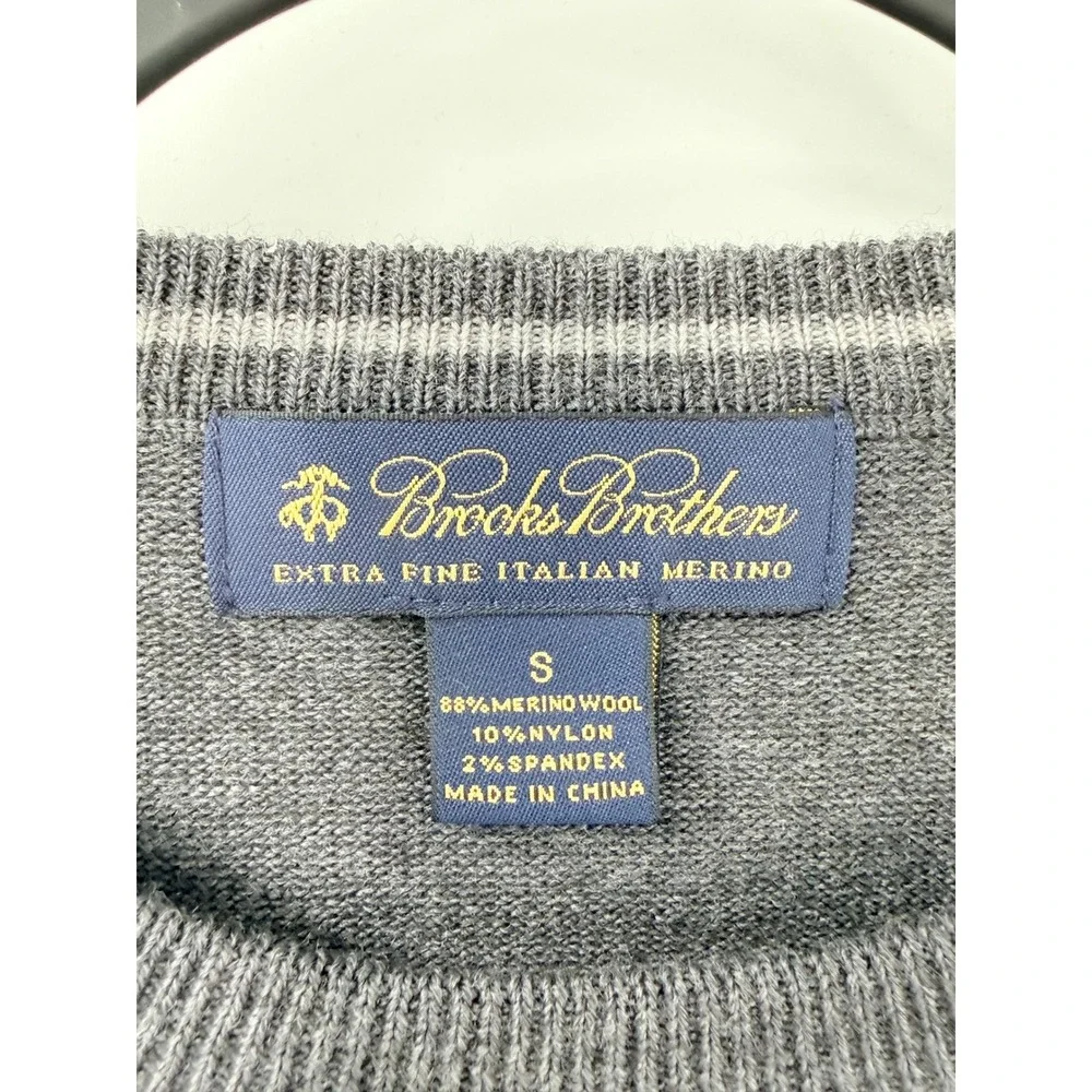 Brooks Brothers Merino Wool Sweater Mens S Grey Preppy Business Casual Office